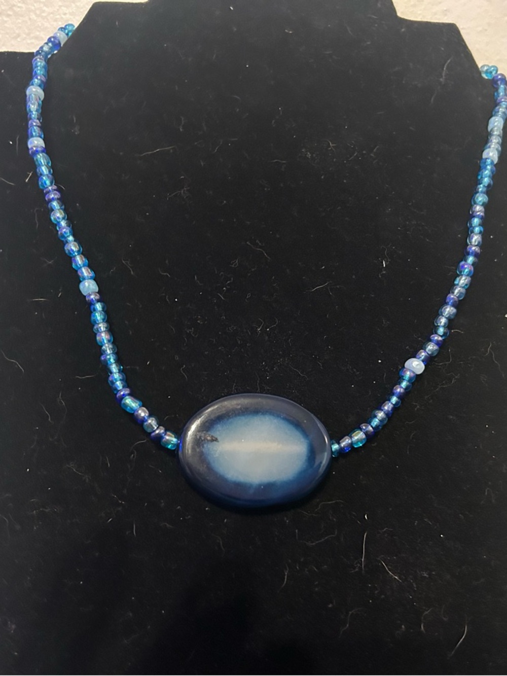 Blue Beaded Pendant Necklace - Women Jewelry